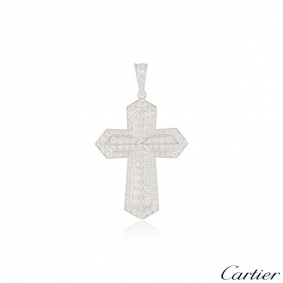 Cartier White Gold Diamond Cross Pendant